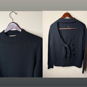 Banana Republic Women’s Open Back Tie Knit Sweater Black Large. New With Tags